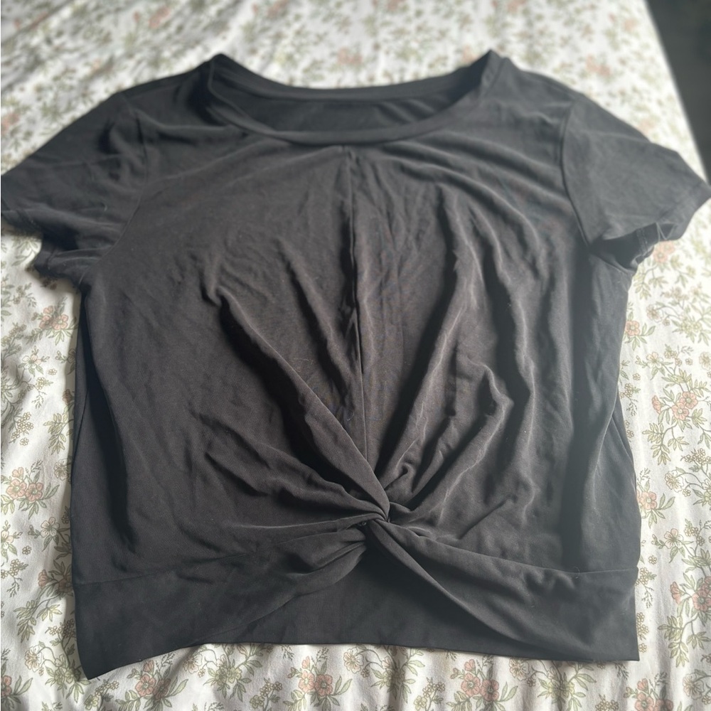 ZYIA Black Twist Front Short Sleeve Top
